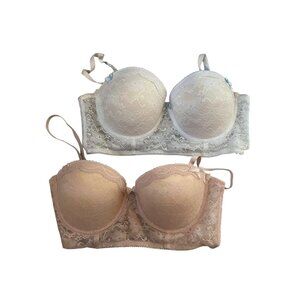 Jessica Simpson Lace Underwire Strapless Bras 36B In Nude & White